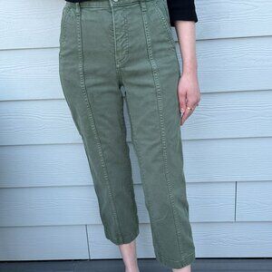 Everlane High-Waisted Wide-Legged Pant, Olive, Size 0